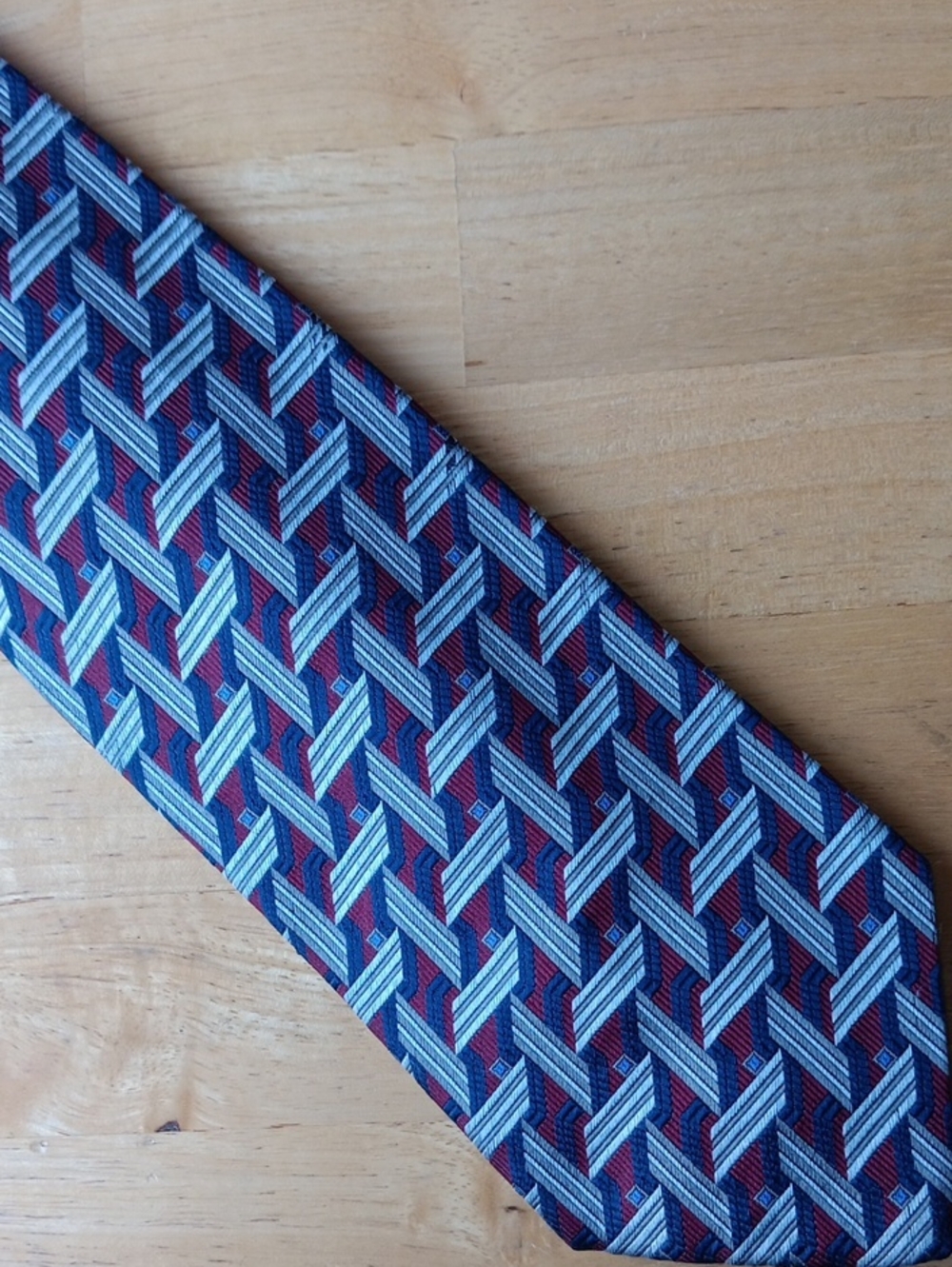 Classic Geometric Blue and Burgundy Men's Tie